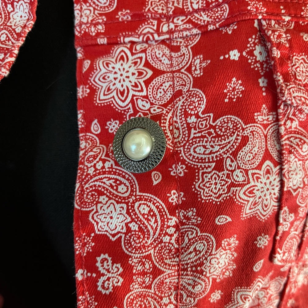 A.M.I. Red and White Denim Jacket MWT size XL